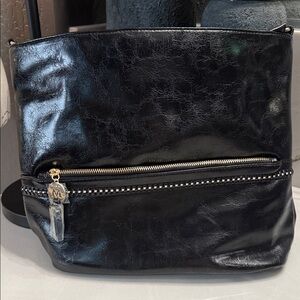 MIA K COLLECTION Chic Black Crossbody Bag with Gold Zipper Detail
